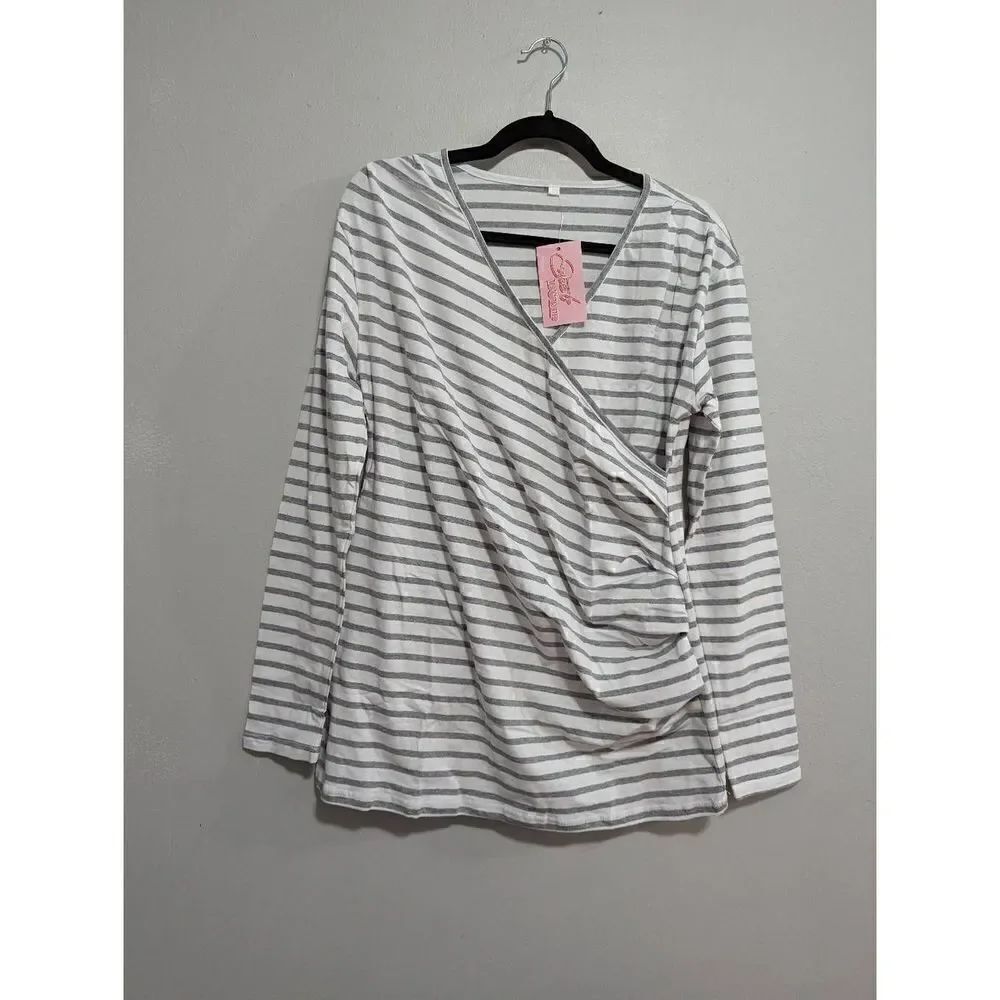Sweet Bump striped gray long sleeve shirt size Large